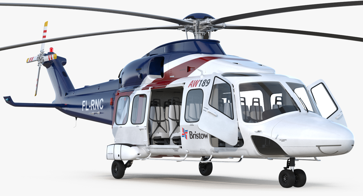 Corporate Transport Helicopter Agusta Westland AW189 Rigged 3D model