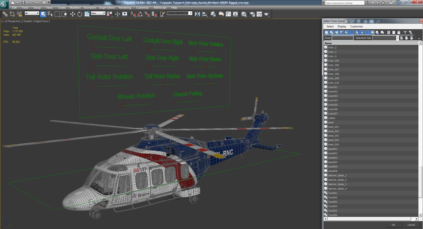 Corporate Transport Helicopter Agusta Westland AW189 Rigged 3D model