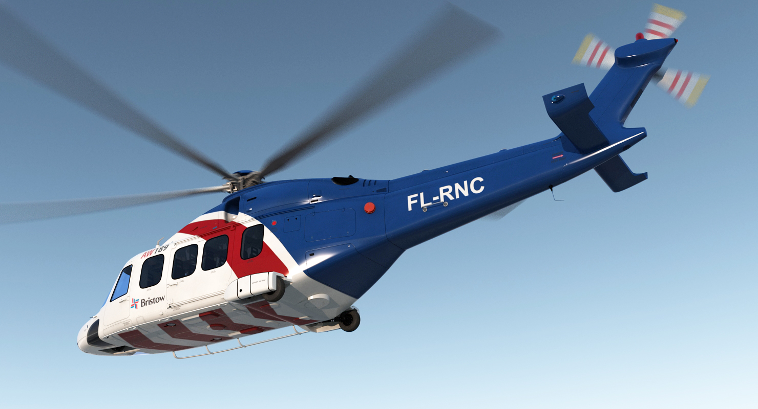 Corporate Transport Helicopter Agusta Westland AW189 Rigged 3D model