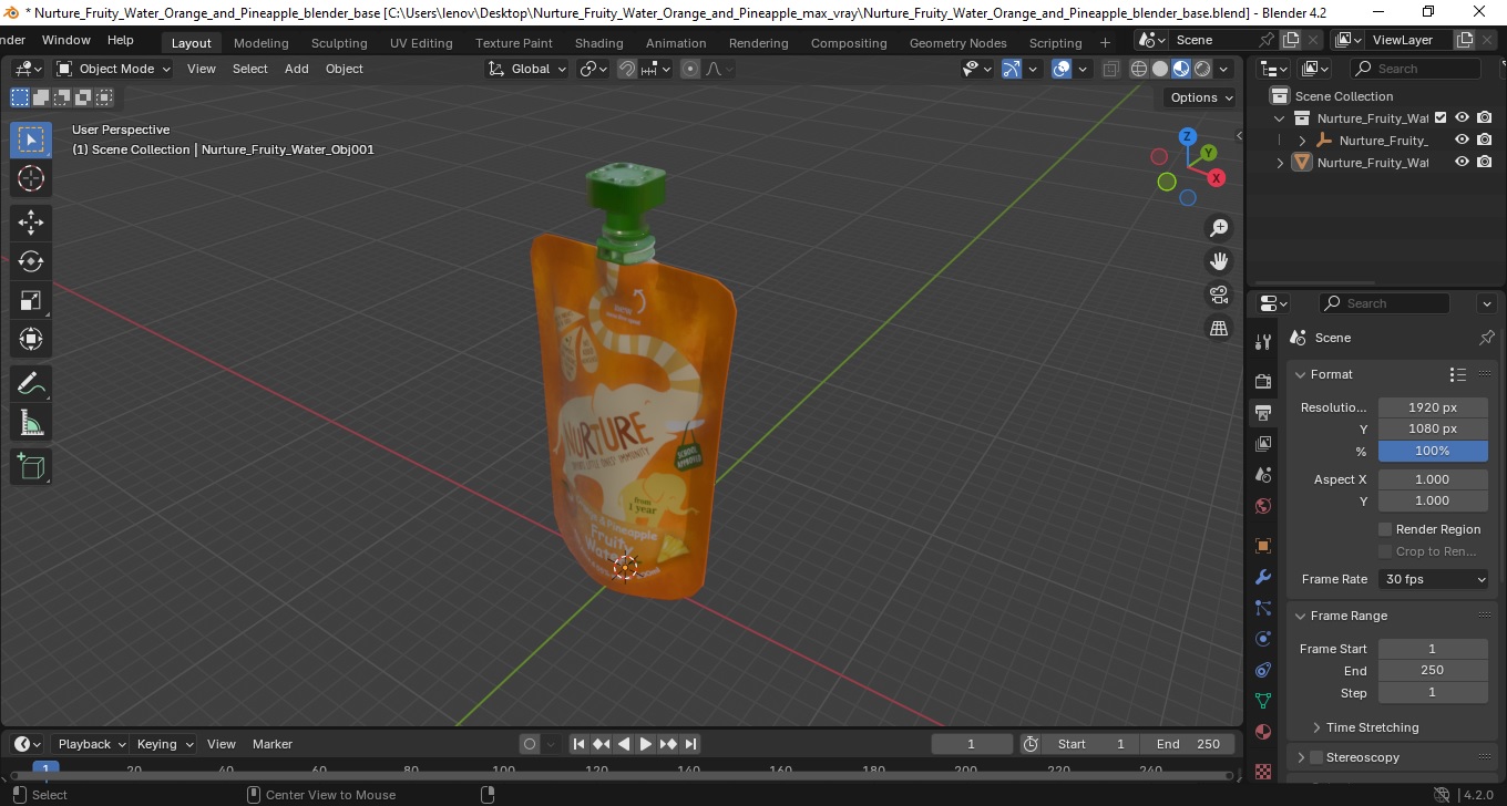 3D Nurture Fruity Water Orange and Pineapple