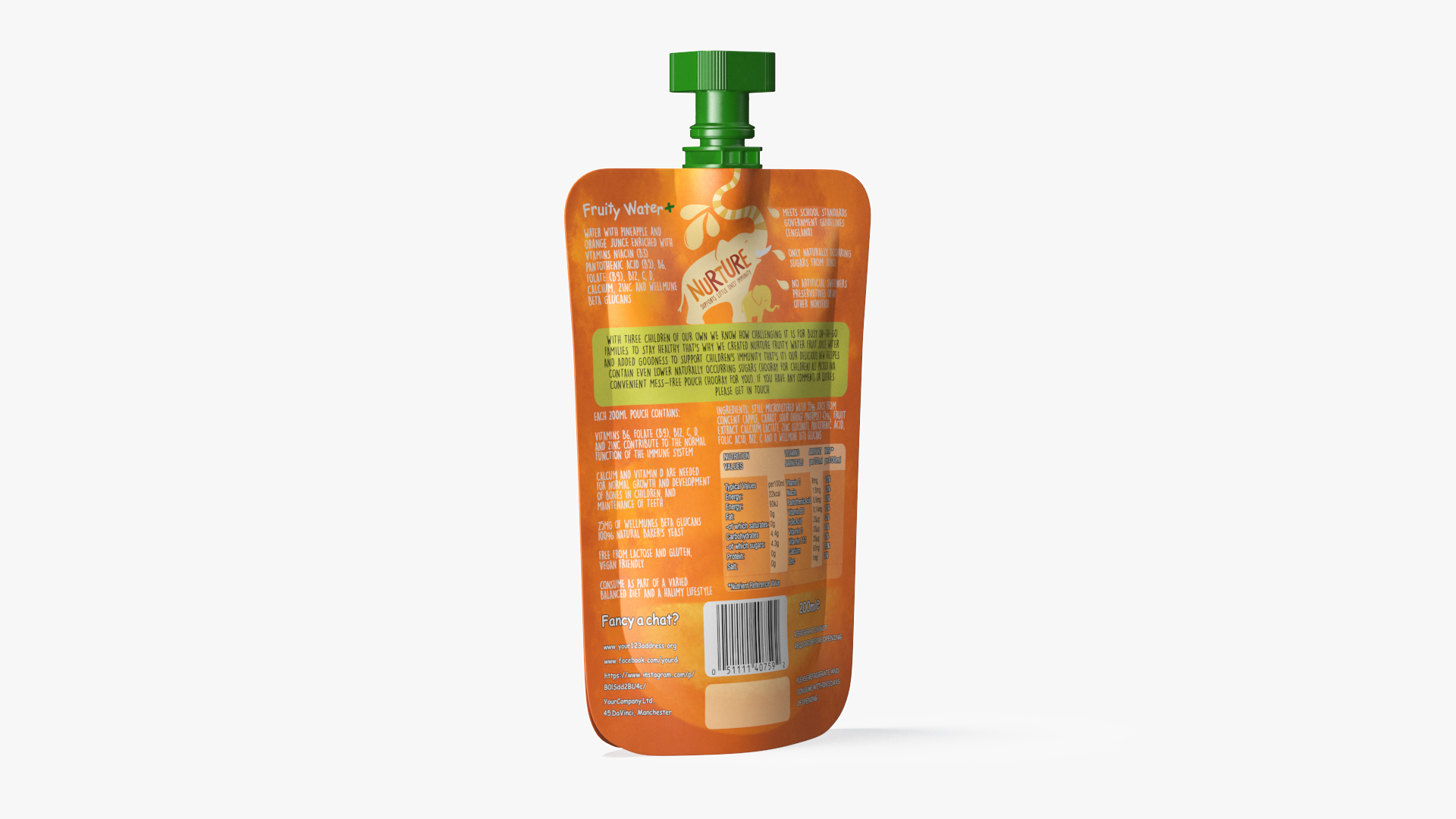 3D Nurture Fruity Water Orange and Pineapple