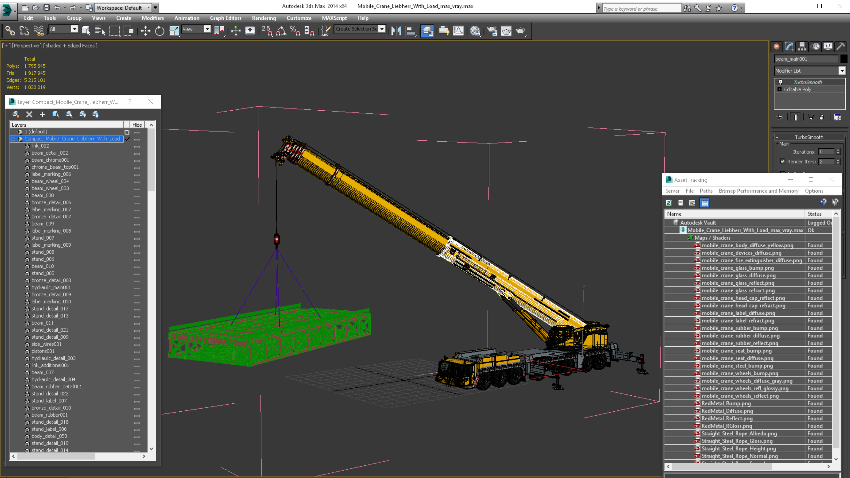 3D Mobile Crane Liebherr With Load