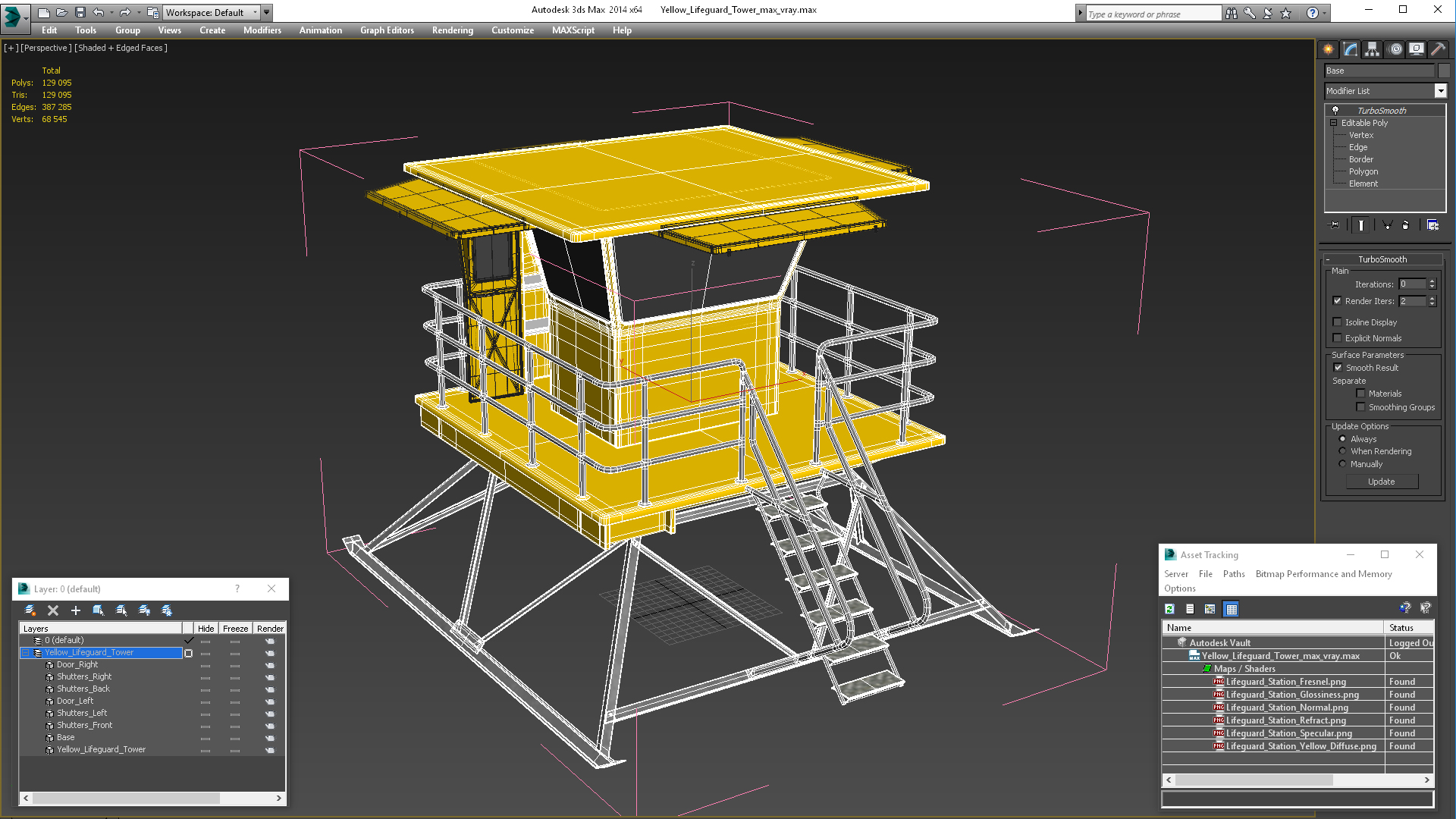 Yellow Lifeguard Tower 3D