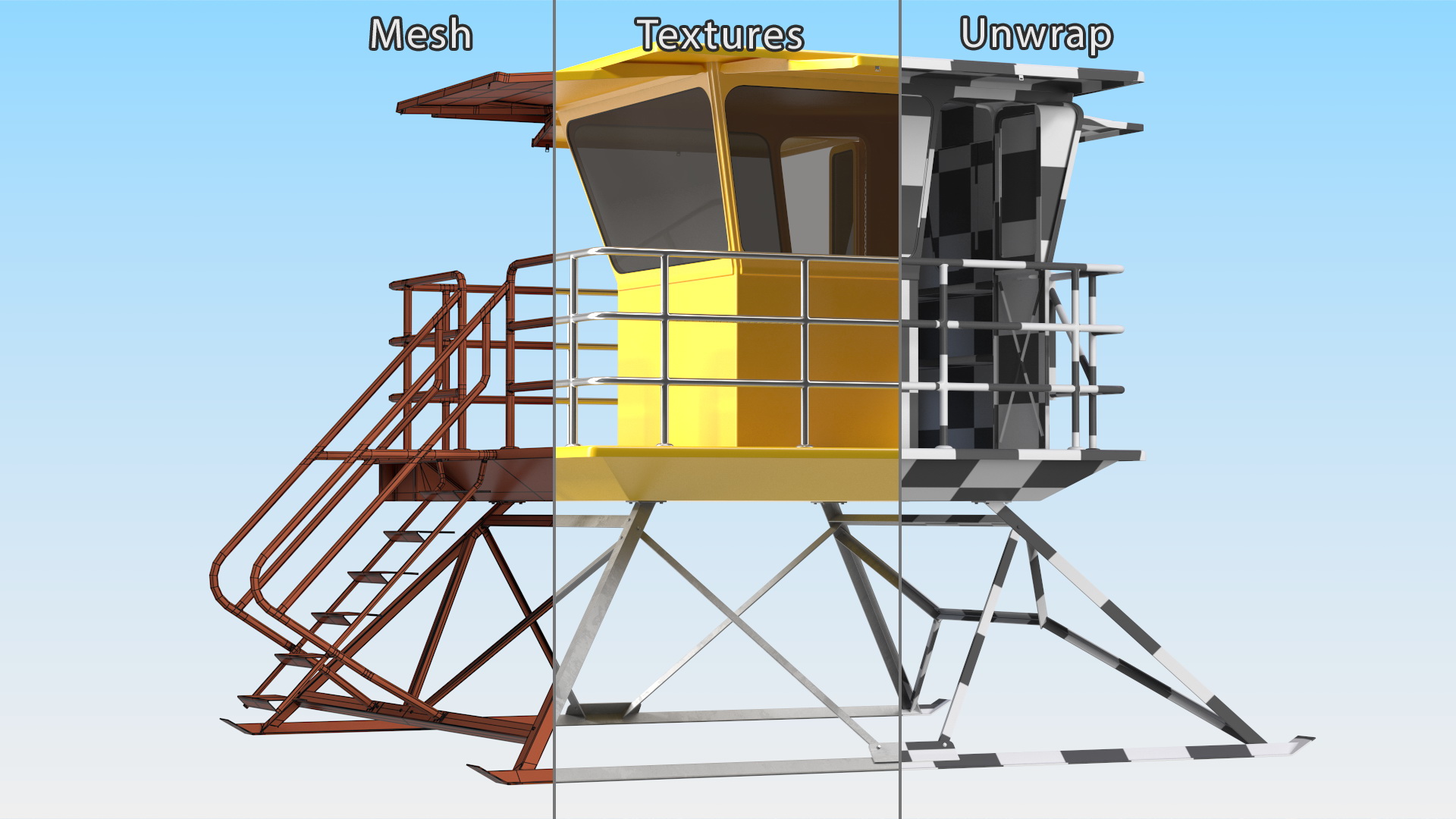 Yellow Lifeguard Tower 3D