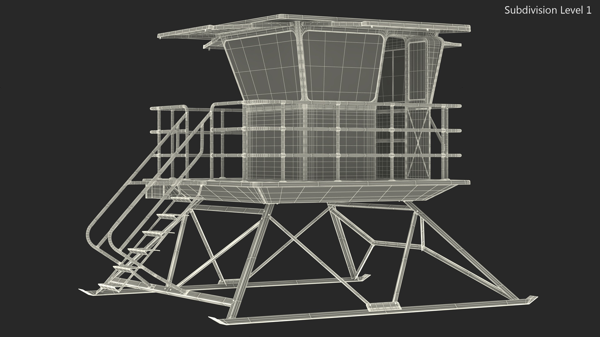 Yellow Lifeguard Tower 3D