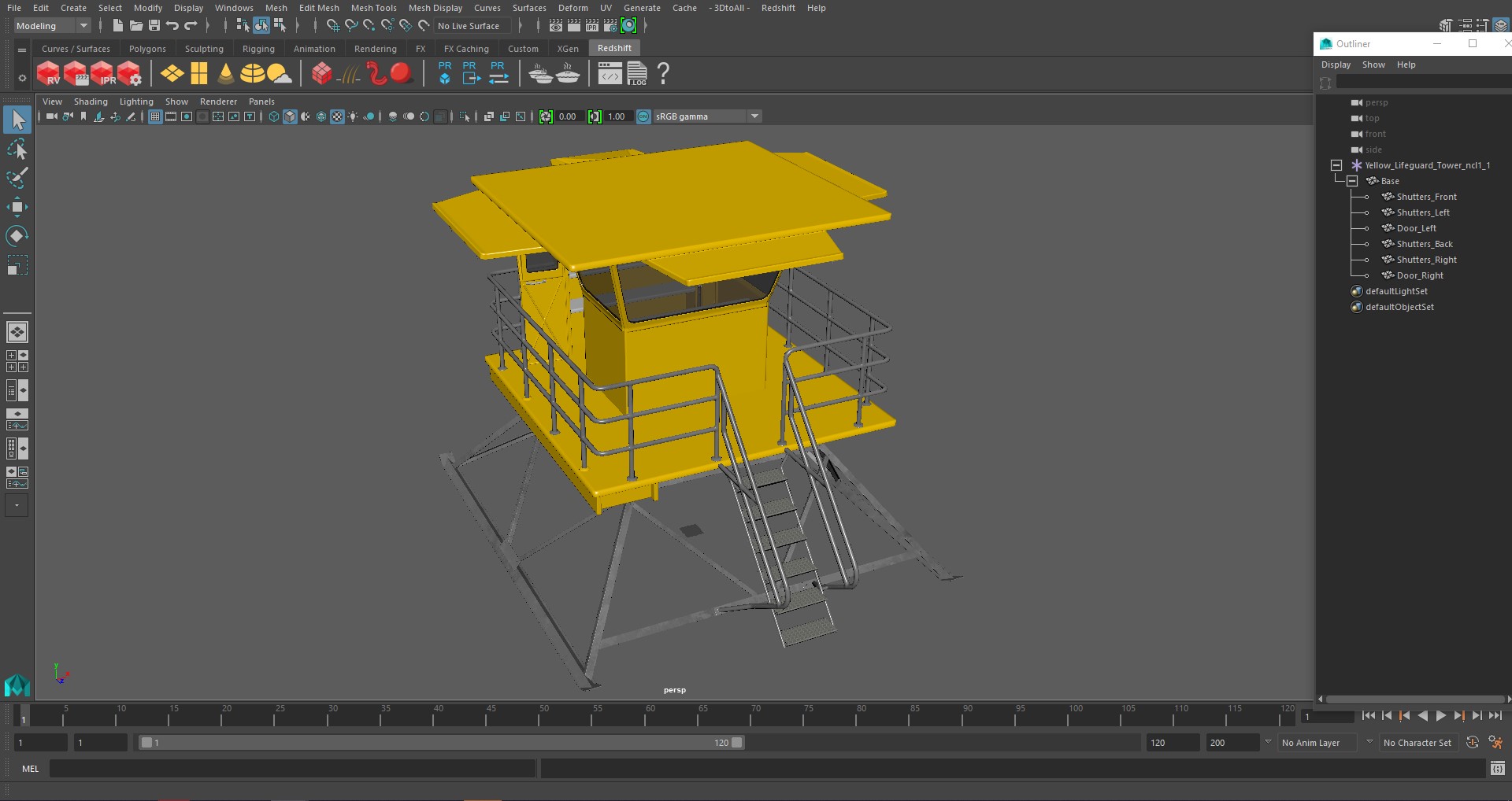 Yellow Lifeguard Tower 3D