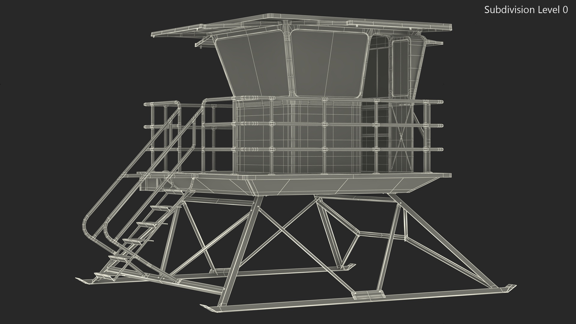 Yellow Lifeguard Tower 3D