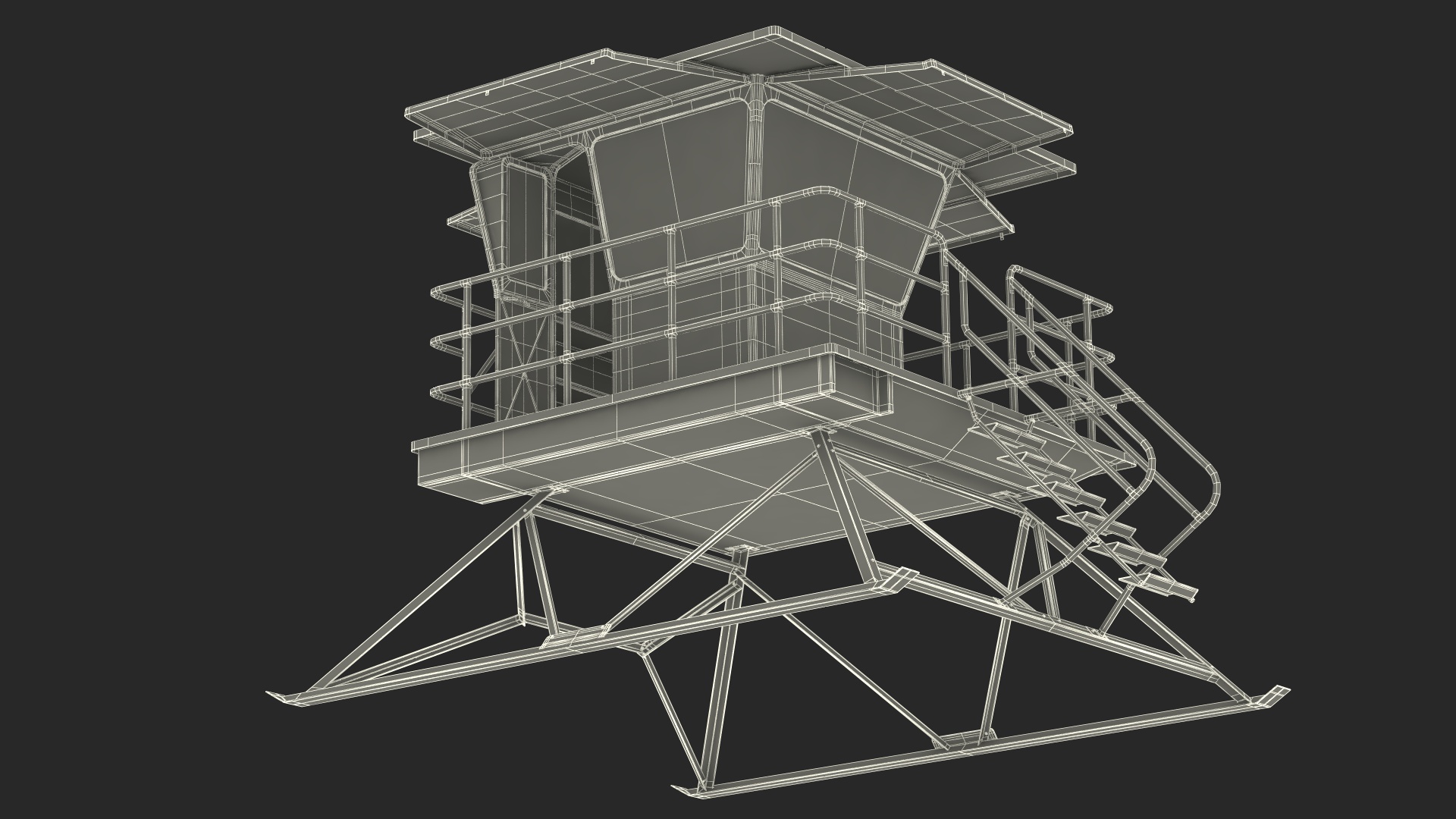 Yellow Lifeguard Tower 3D