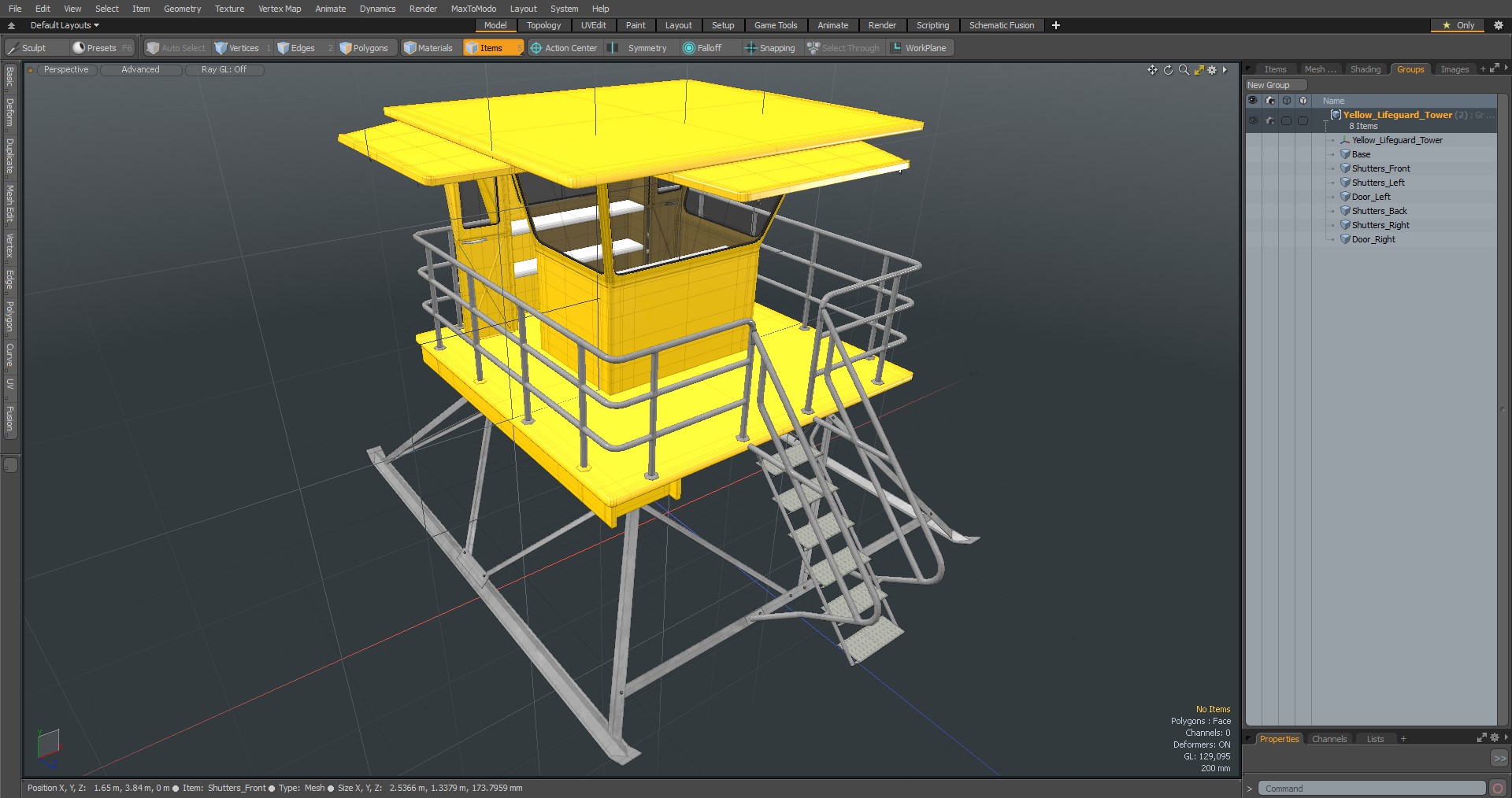 Yellow Lifeguard Tower 3D