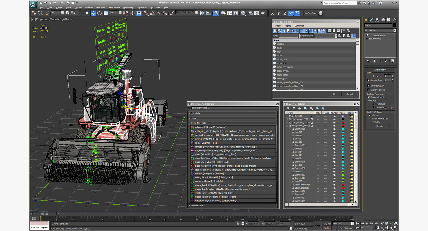 3D Combine Generic Dirty Rigged model
