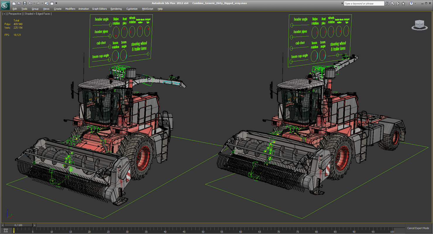 3D Combine Generic Dirty Rigged model