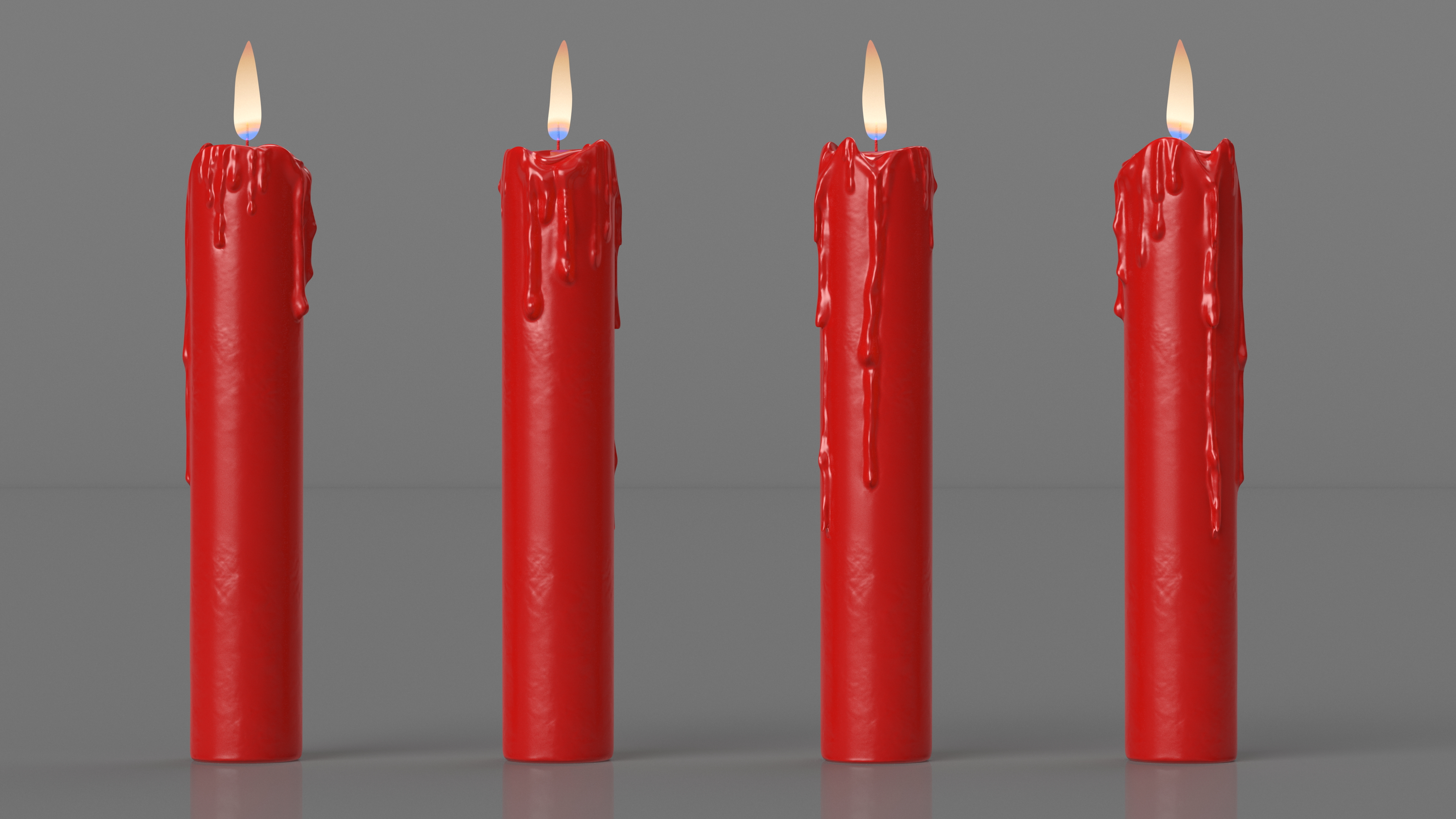 Melting Wax Candle Red 3D