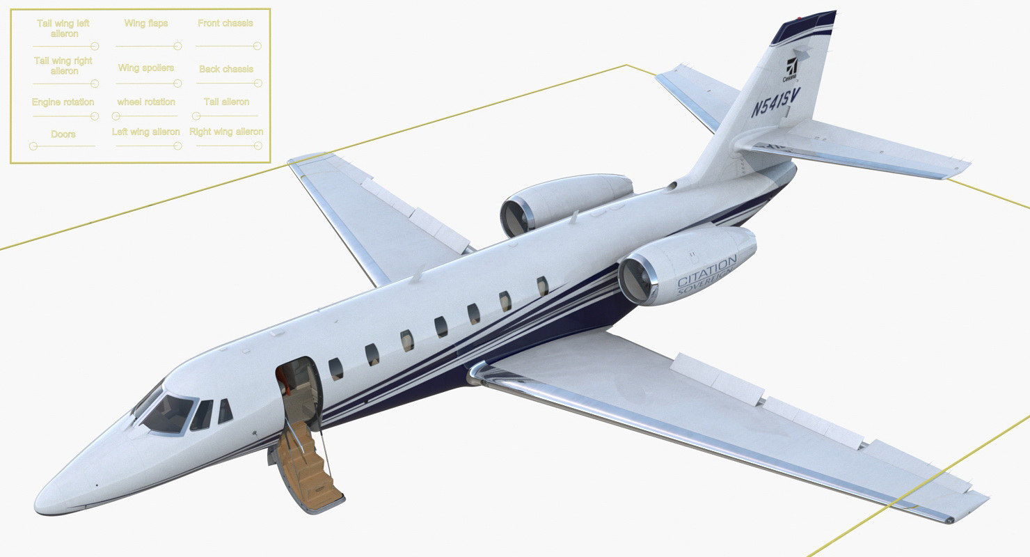 3D Cessna 680 Citation Sovereign Rigged