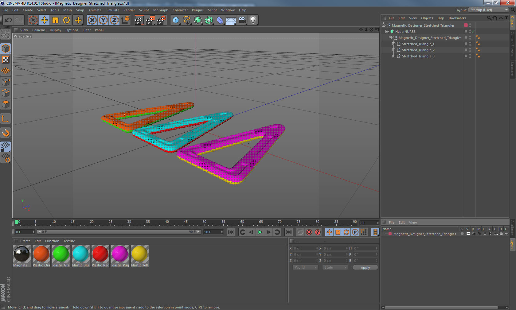 Magnetic Designer Stretched Triangles 3D