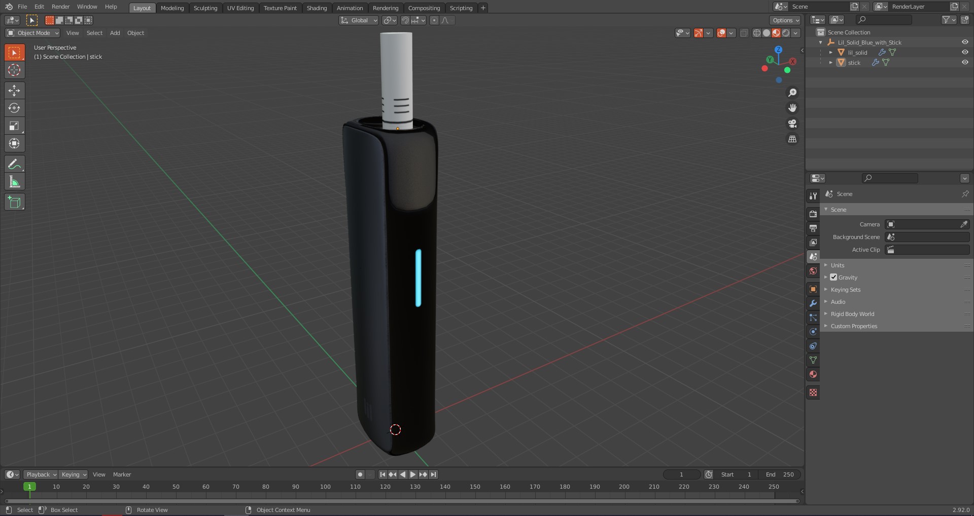 3D model Lil Solid Blue with Stick