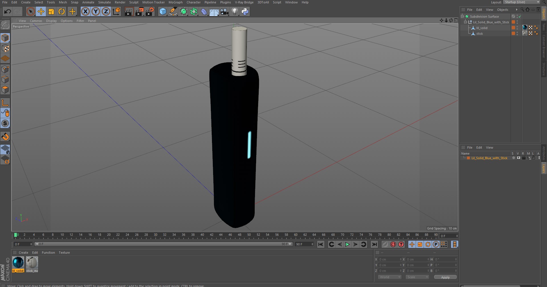 3D model Lil Solid Blue with Stick
