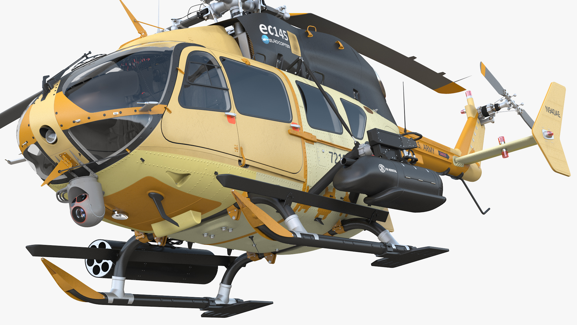 3D model Armed Aerial Scout 72X Helicopter Rigged