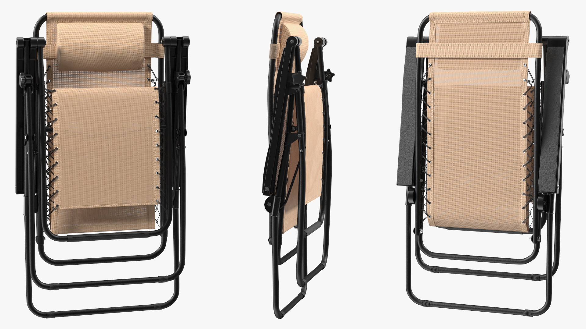 3D model Beige Lounge Chair Folded