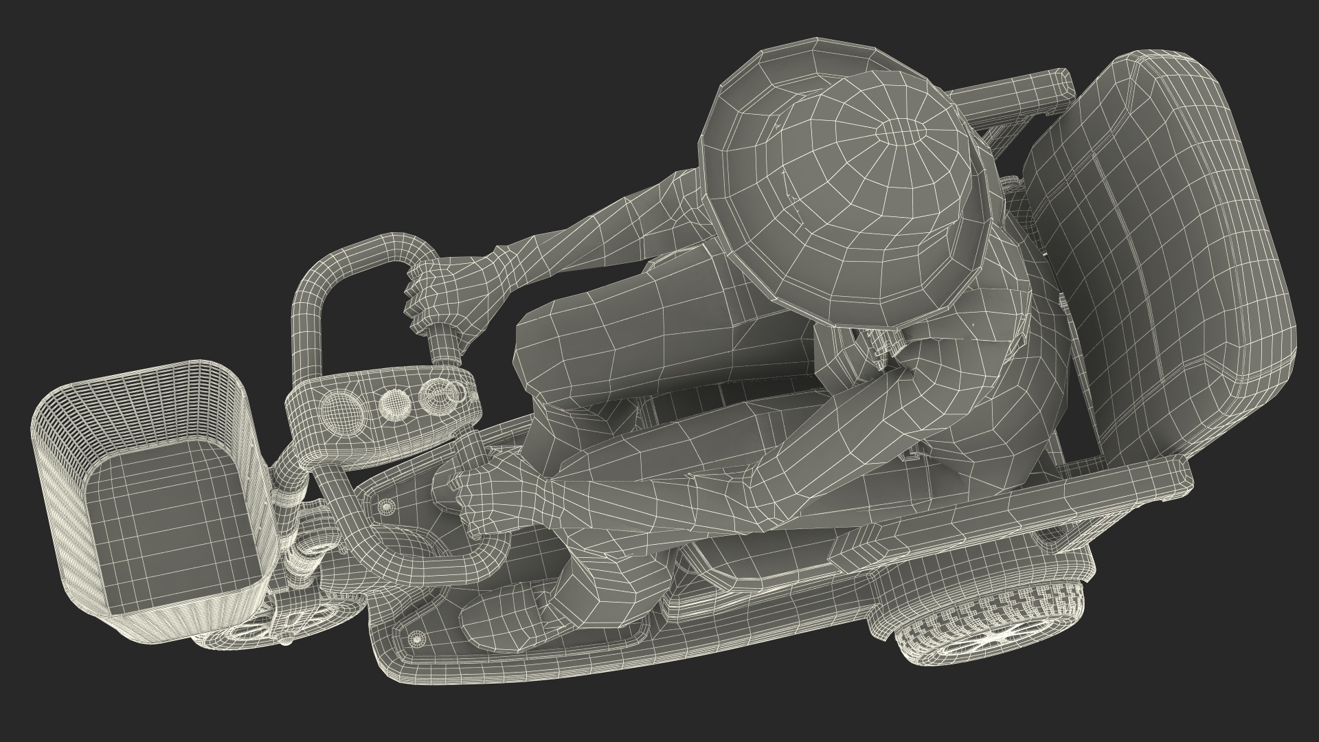 Elderly Woman on Electric Wheelchair Rigged for Maya 3D