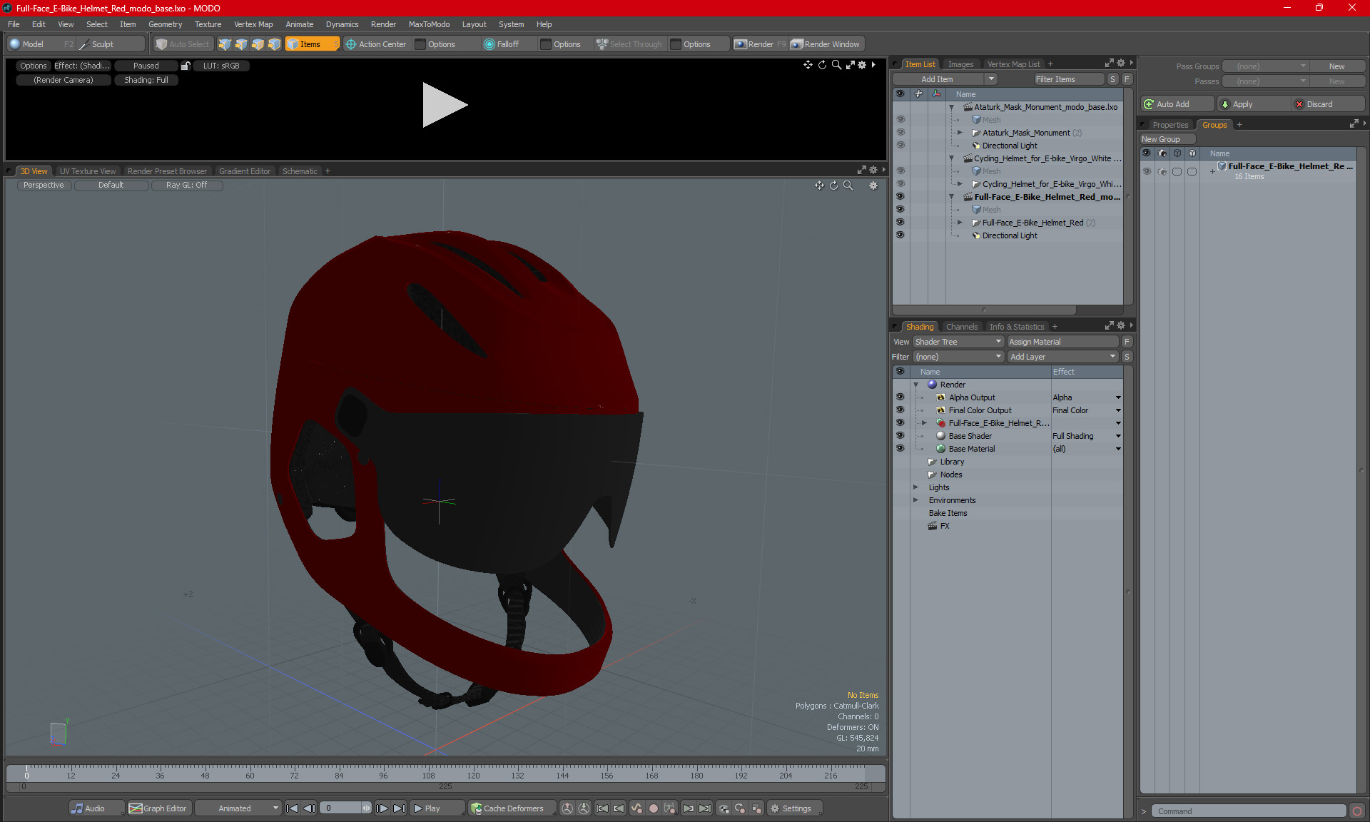 Full-Face E-Bike Helmet Red 3D