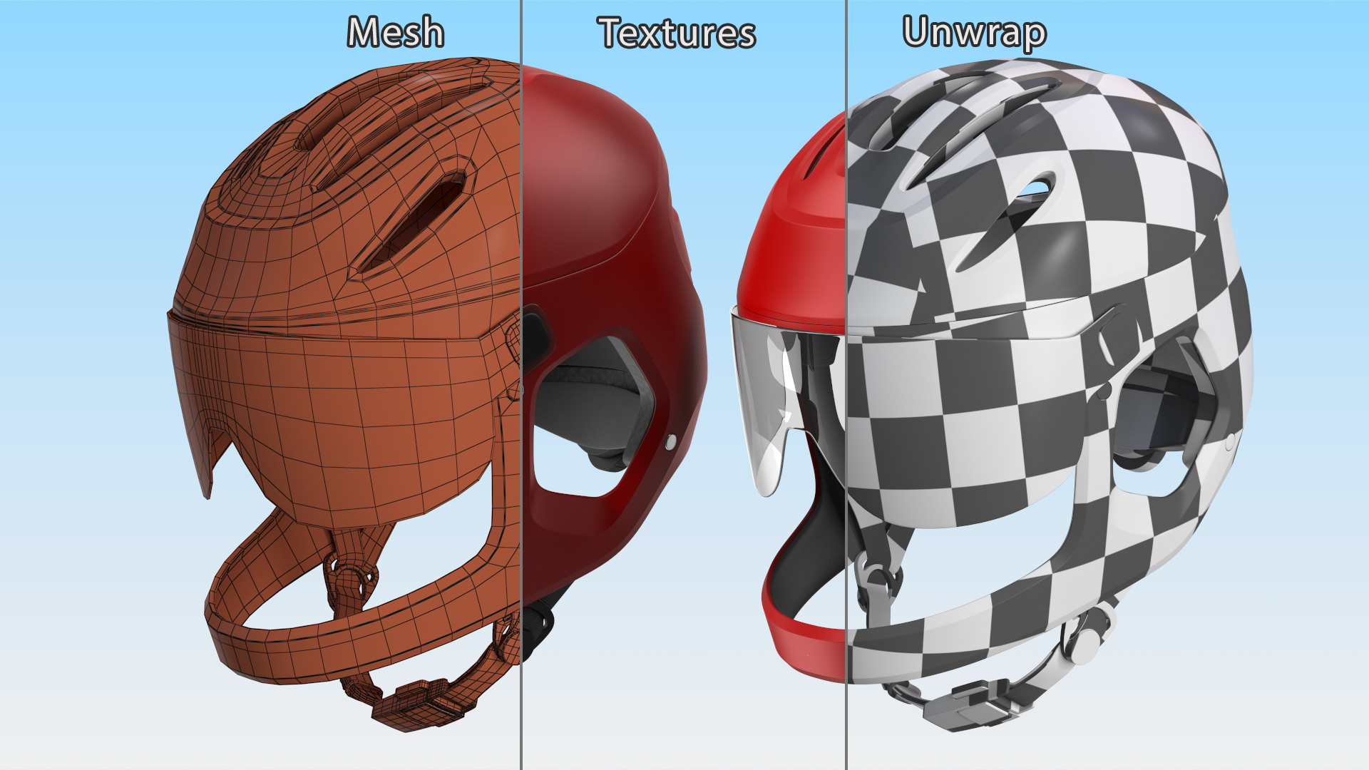 Full-Face E-Bike Helmet Red 3D