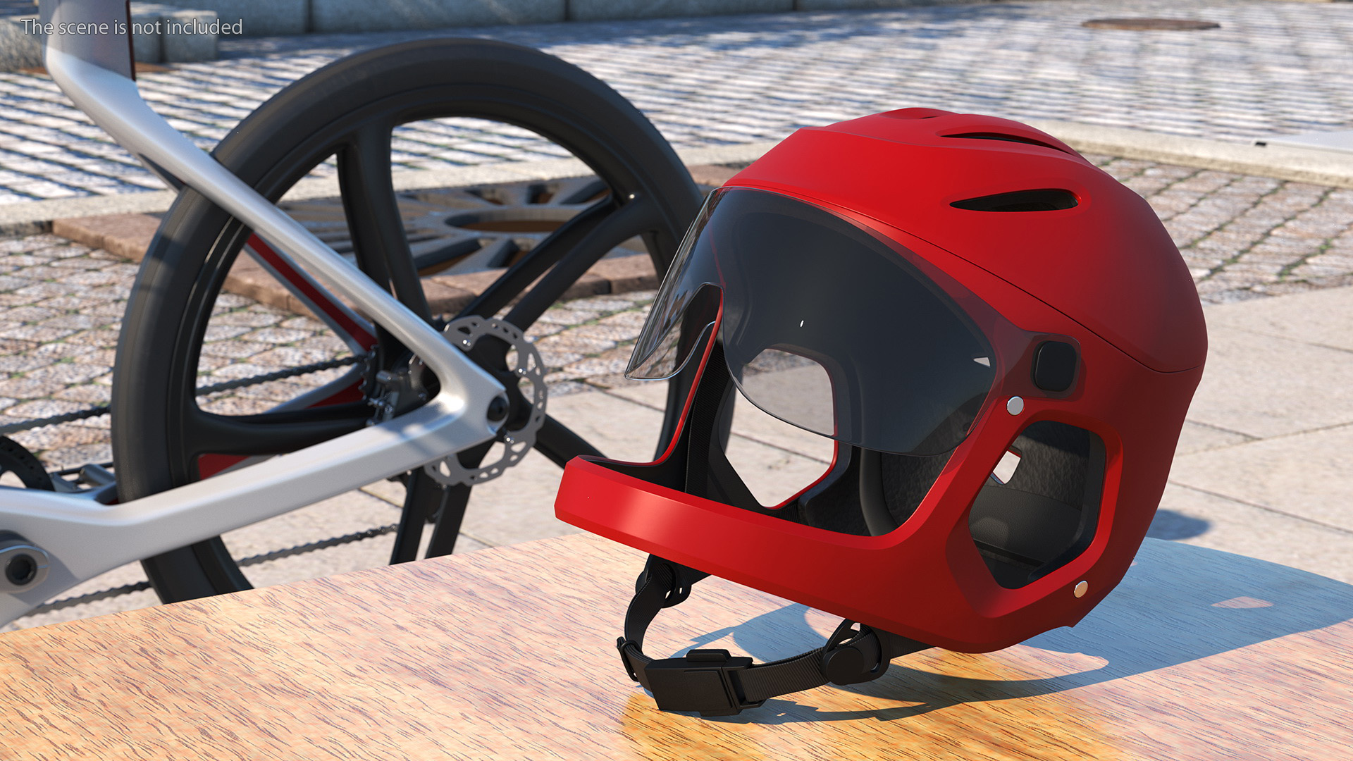 Full-Face E-Bike Helmet Red 3D