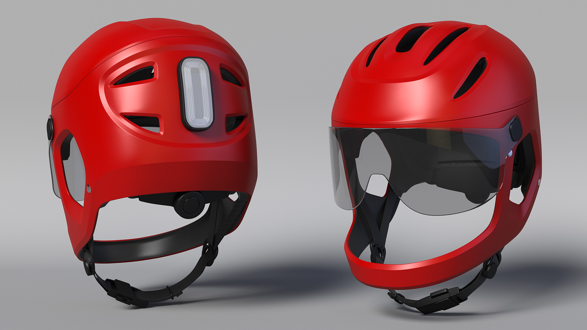Full-Face E-Bike Helmet Red 3D