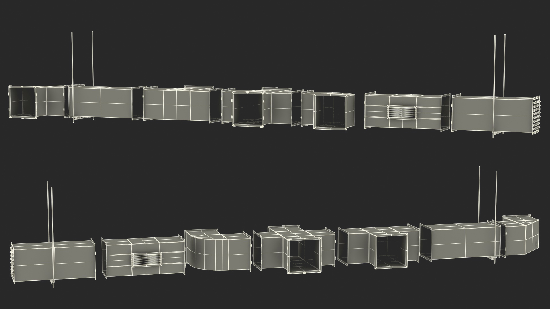 Ventilation Shaft Square System Components 3D