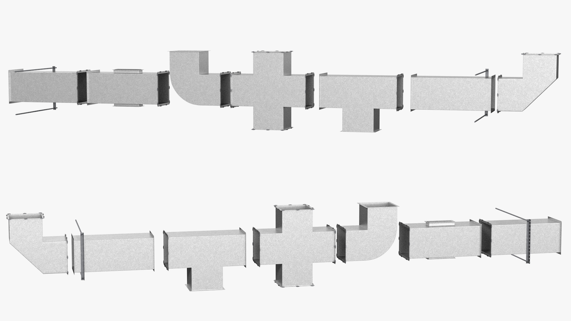 Ventilation Shaft Square System Components 3D
