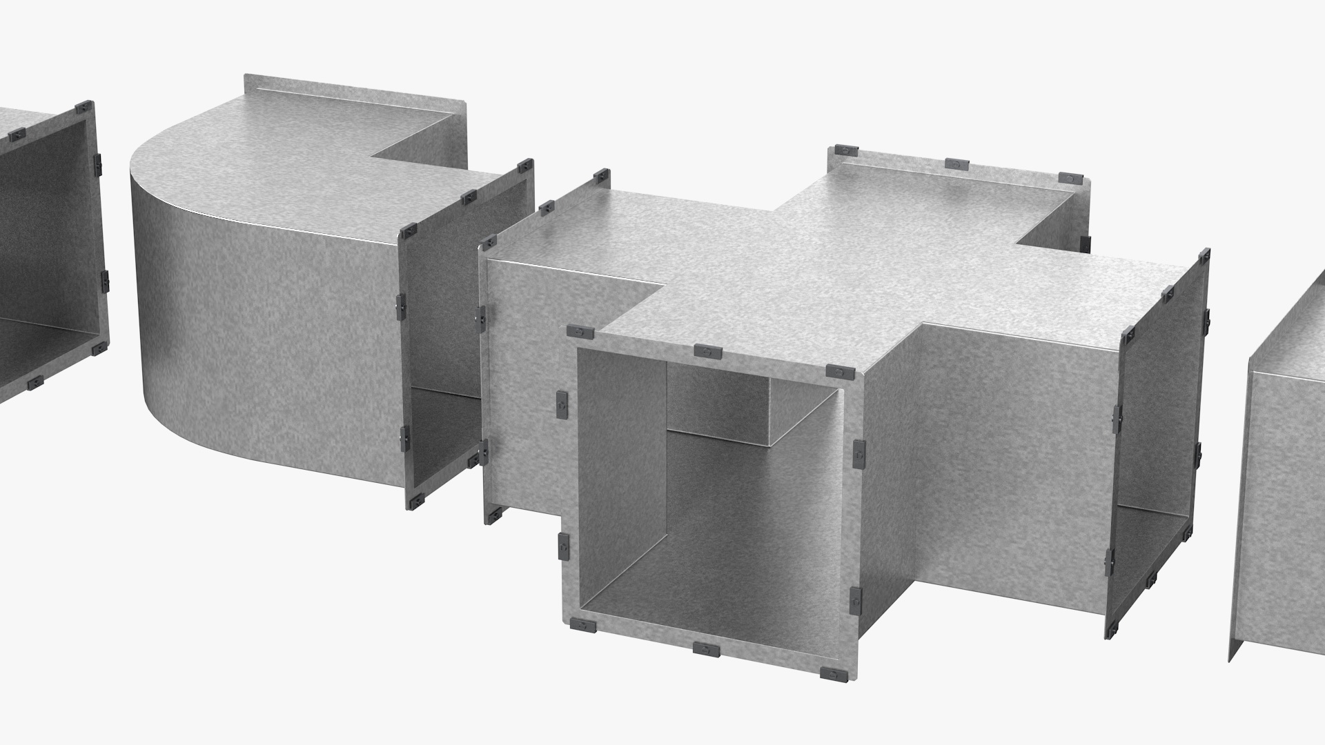 Ventilation Shaft Square System Components 3D