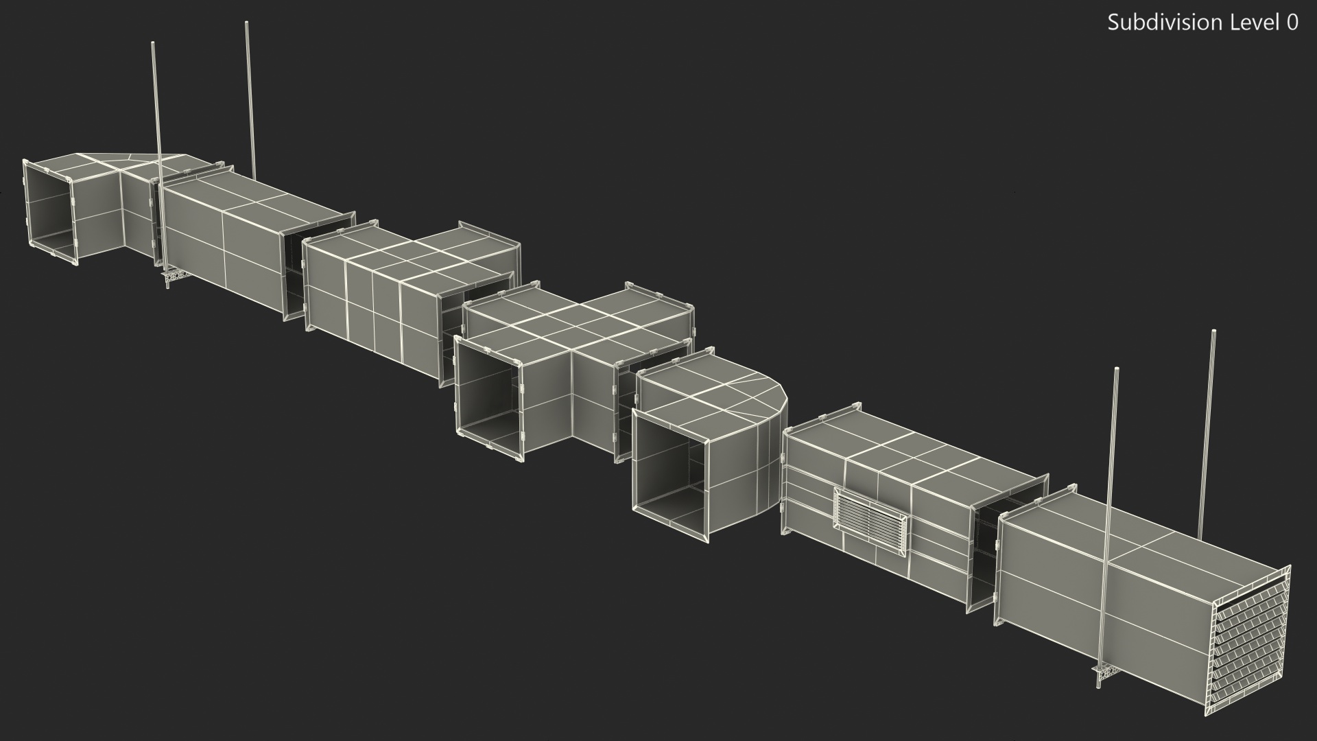 Ventilation Shaft Square System Components 3D