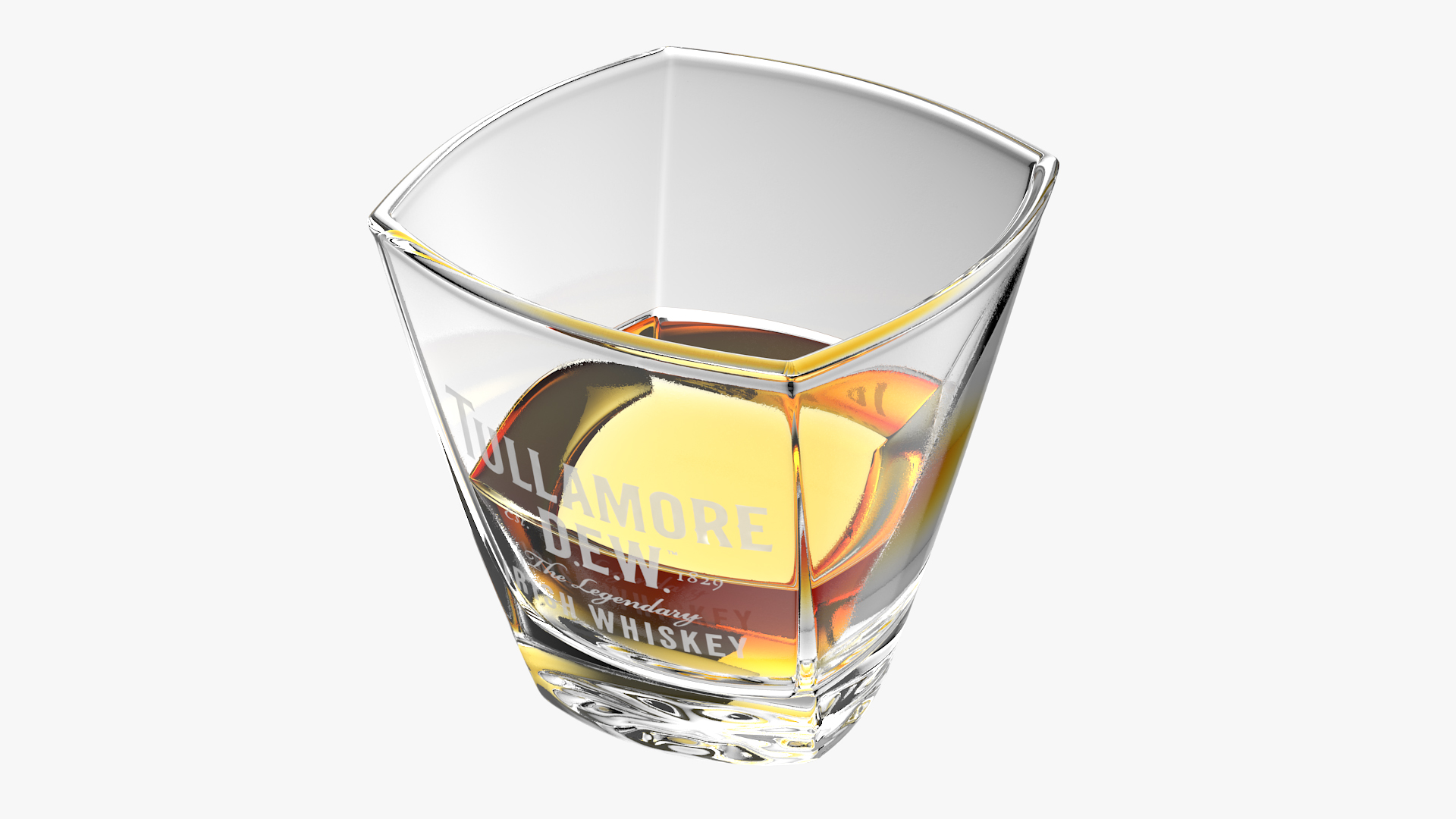 3D Tullamore Dew Rocks Glass With Whiskey model