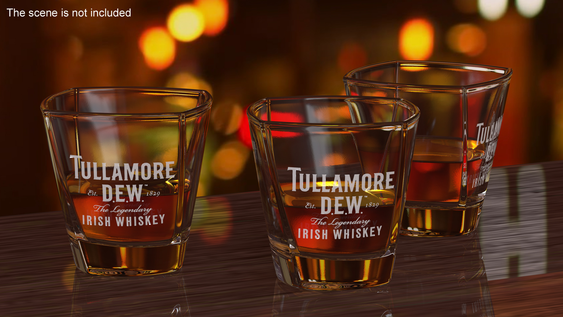 3D Tullamore Dew Rocks Glass With Whiskey model