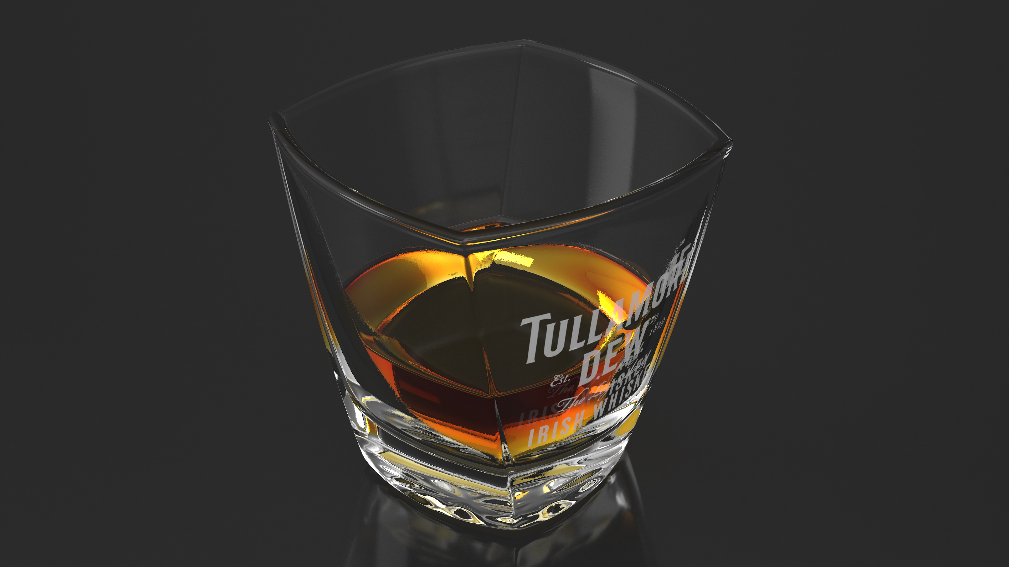 3D Tullamore Dew Rocks Glass With Whiskey model
