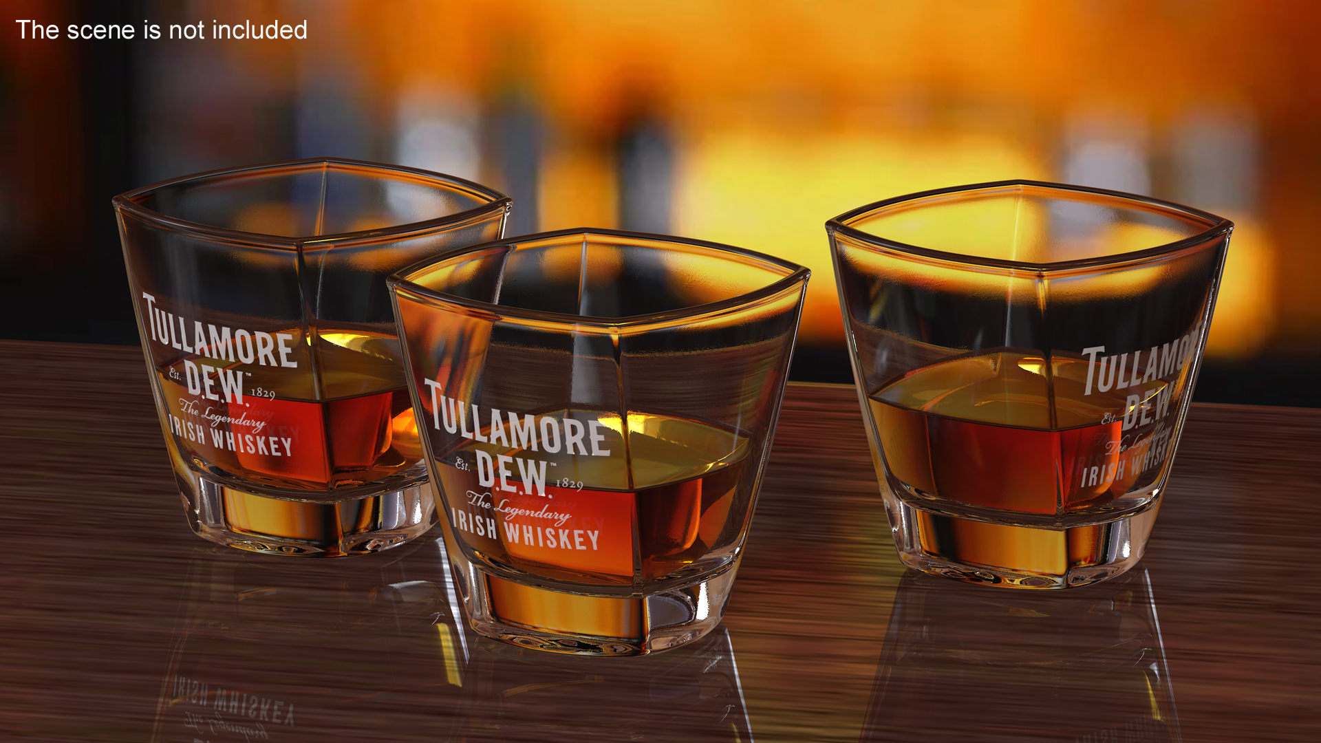 3D Tullamore Dew Rocks Glass With Whiskey model