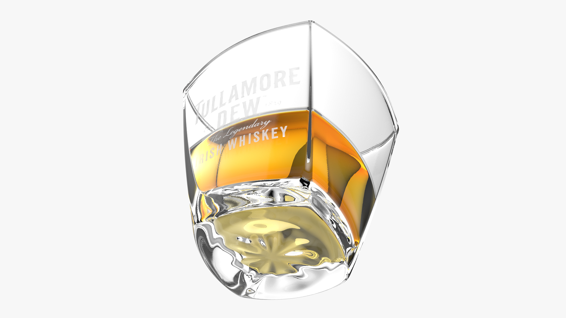 3D Tullamore Dew Rocks Glass With Whiskey model