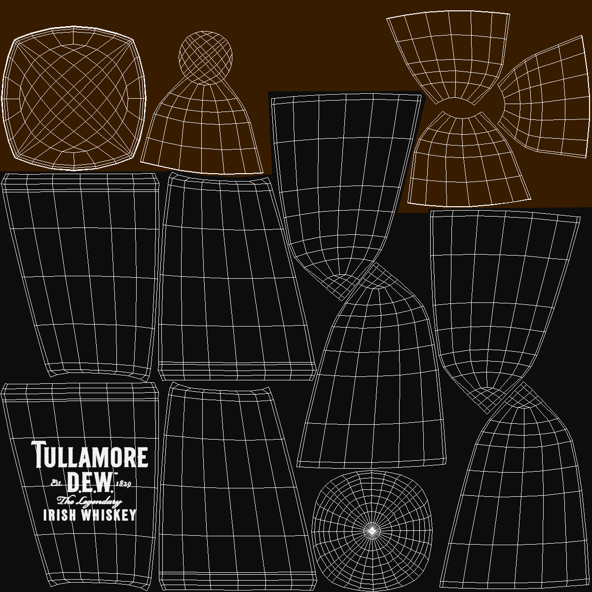 3D Tullamore Dew Rocks Glass With Whiskey model