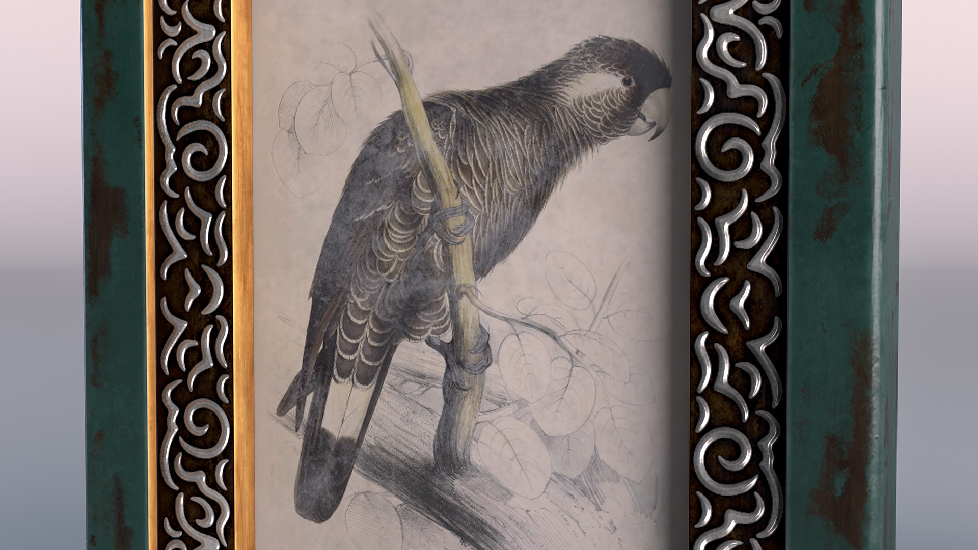 3D model Old Wooden Frame with Ornament