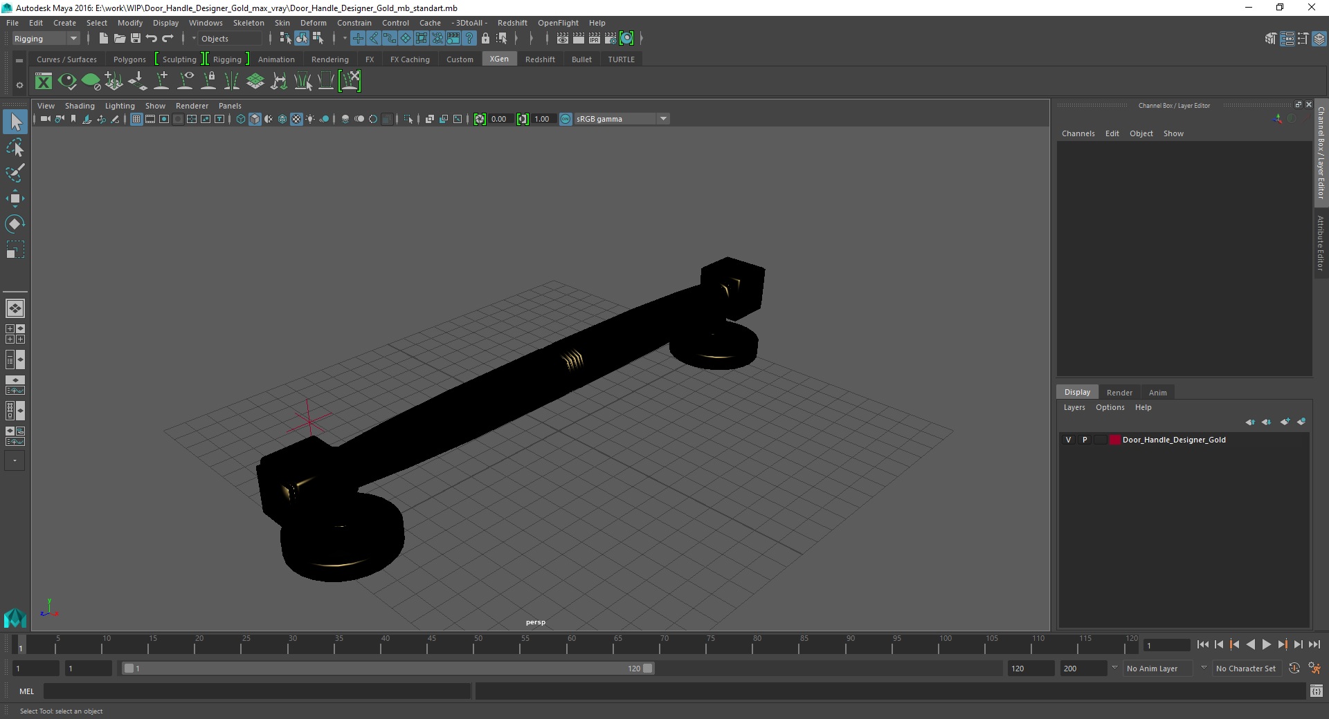 3D model Door Handle Designer Gold