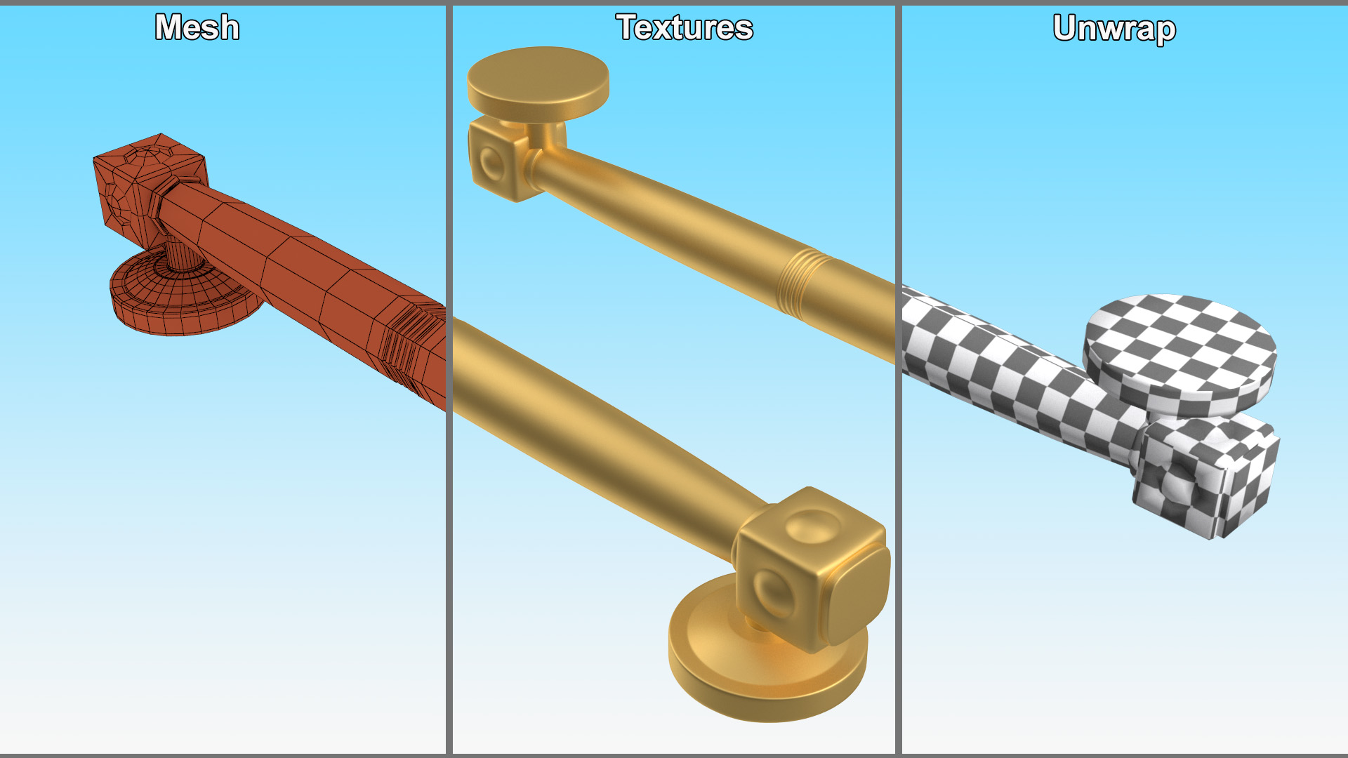 3D model Door Handle Designer Gold