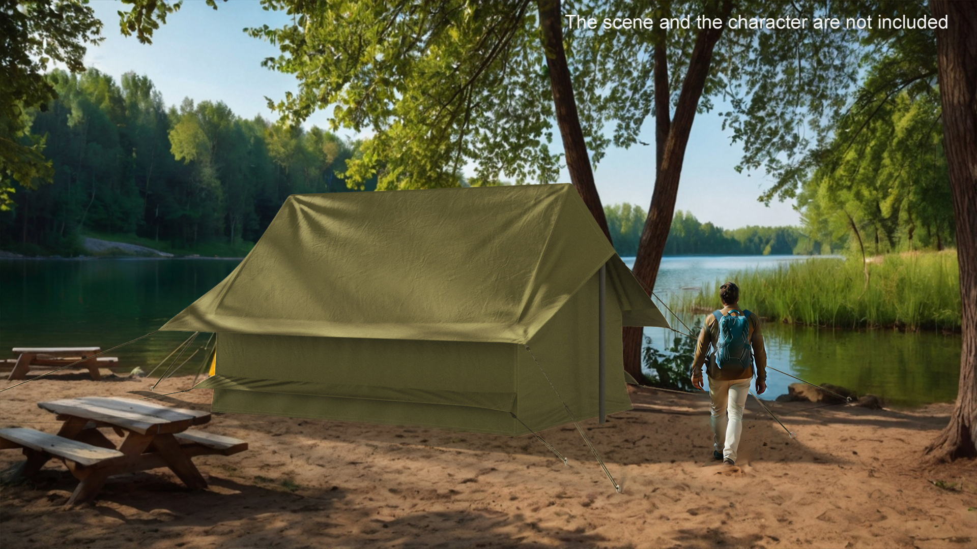 3D model Vintage Green Cabin Ridge Tent