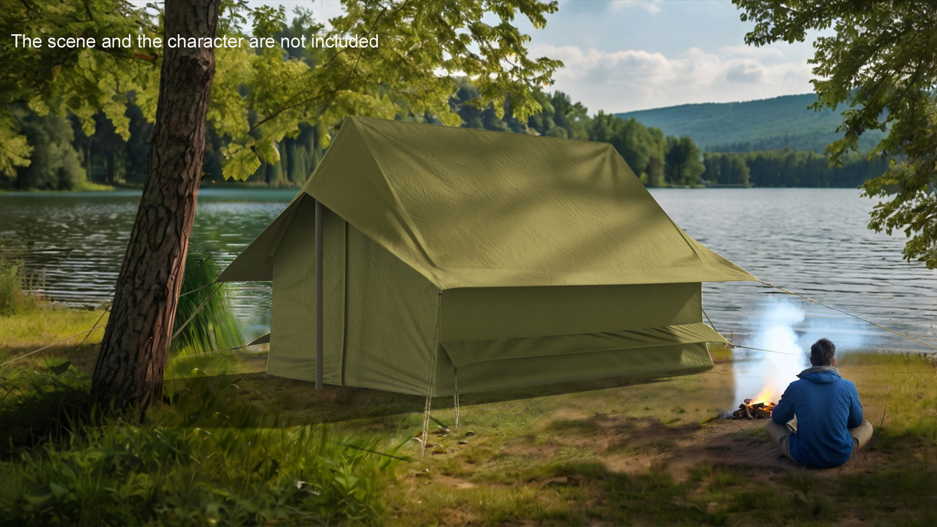 3D model Vintage Green Cabin Ridge Tent