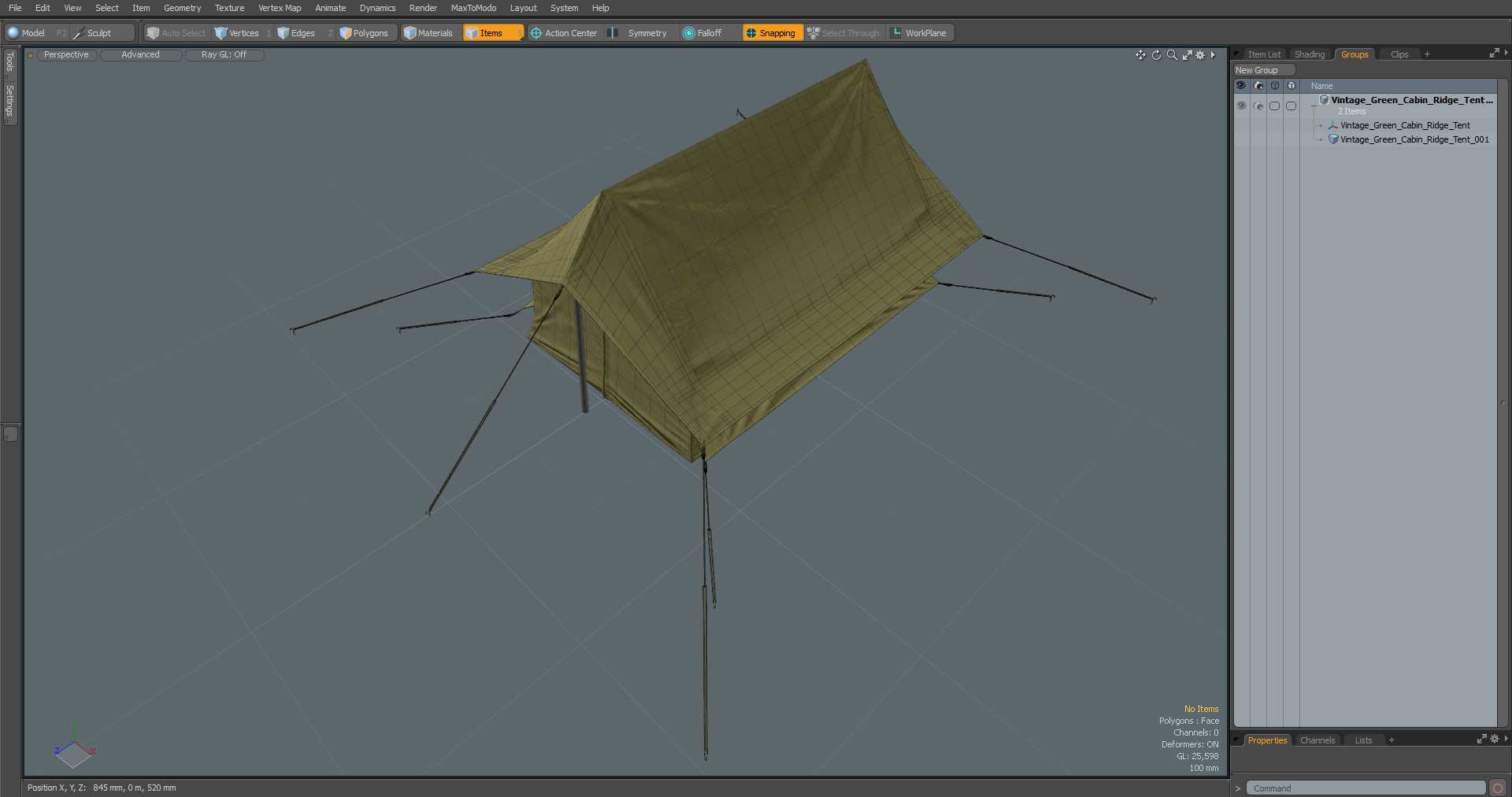 3D model Vintage Green Cabin Ridge Tent