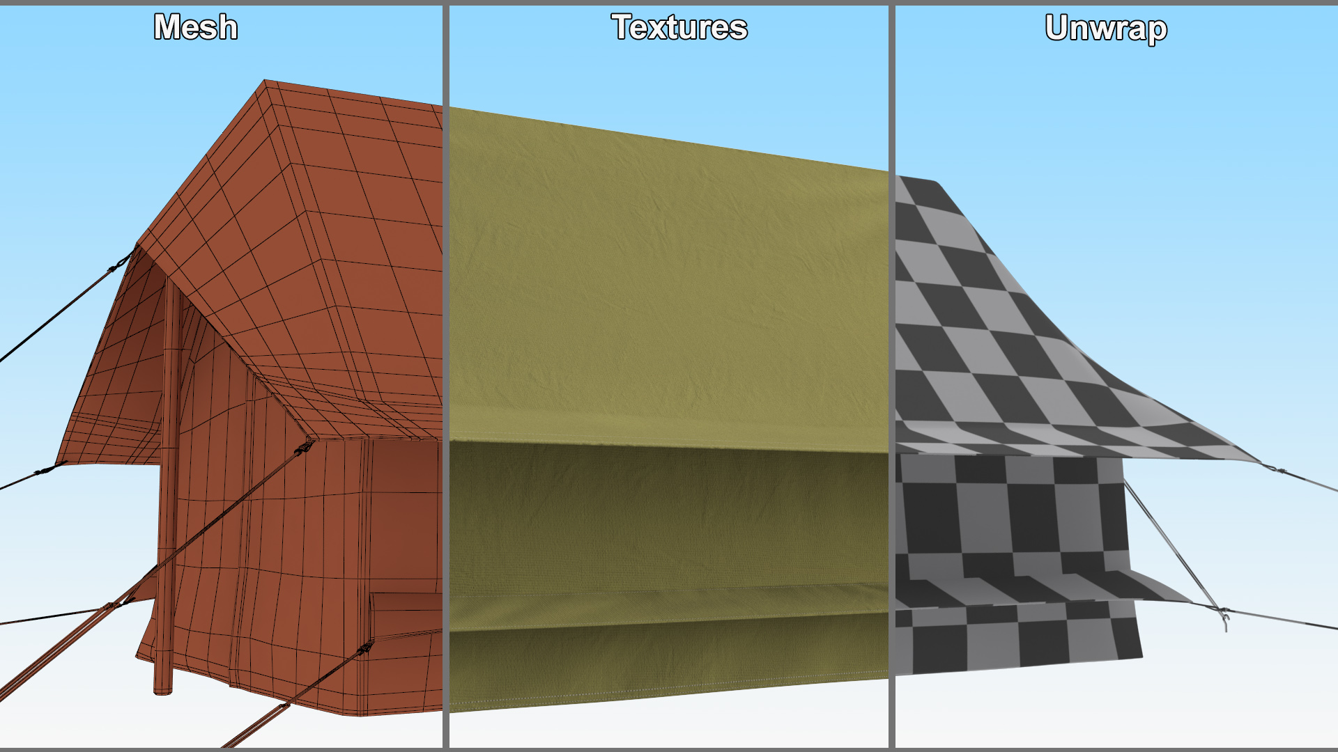 3D model Vintage Green Cabin Ridge Tent