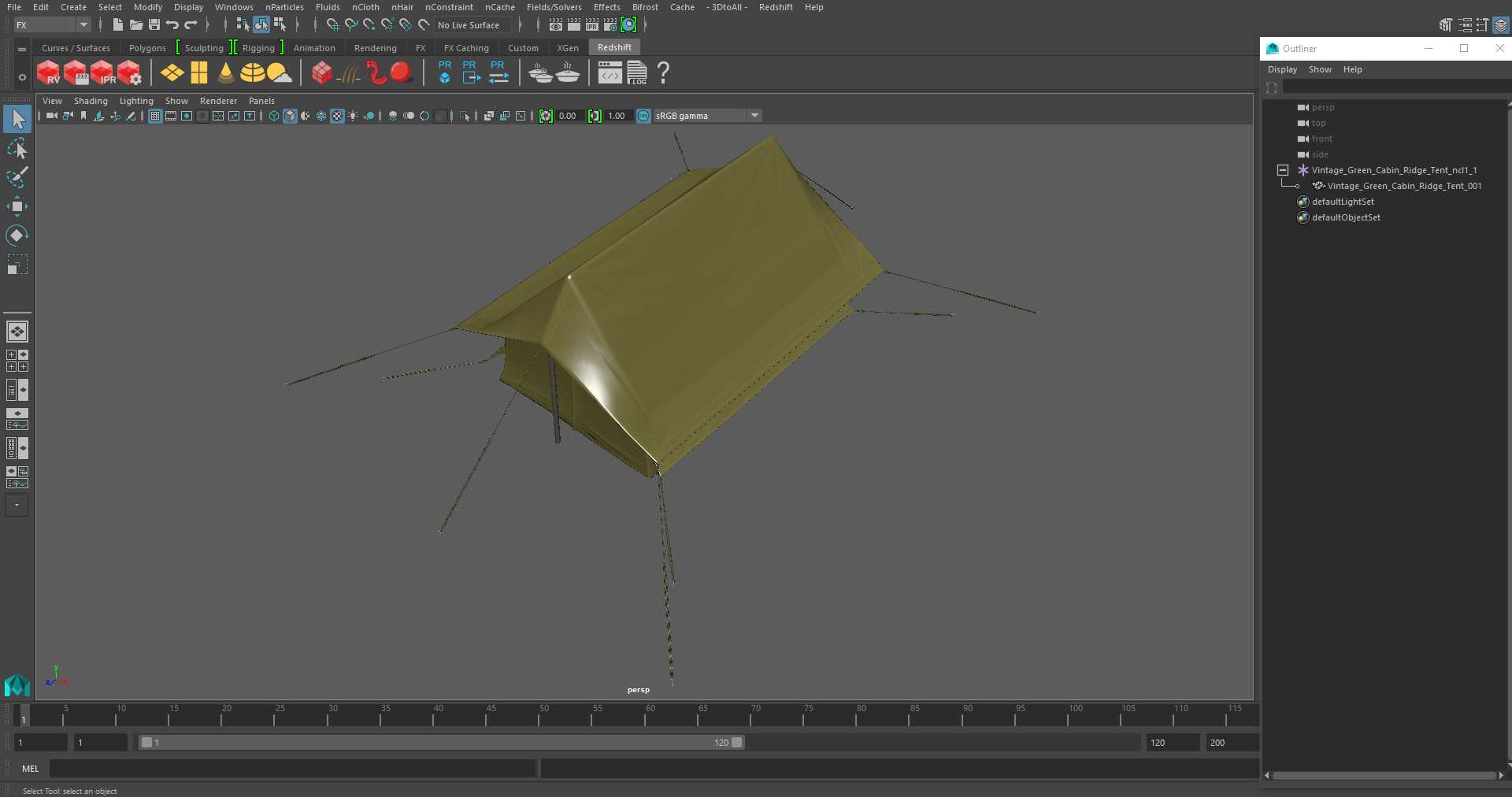 3D model Vintage Green Cabin Ridge Tent