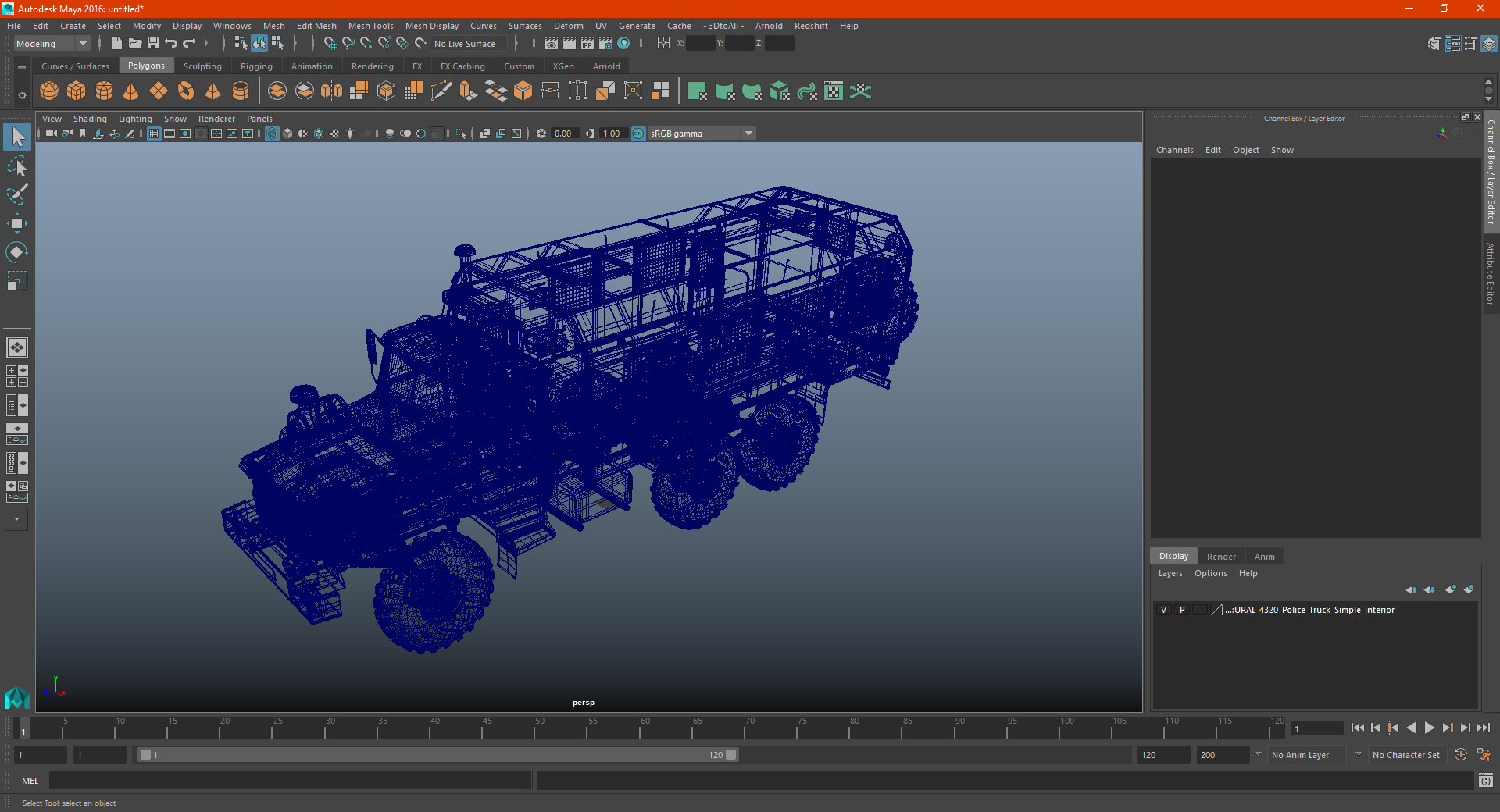 3D URAL 4320 Police Truck Simple Interior model