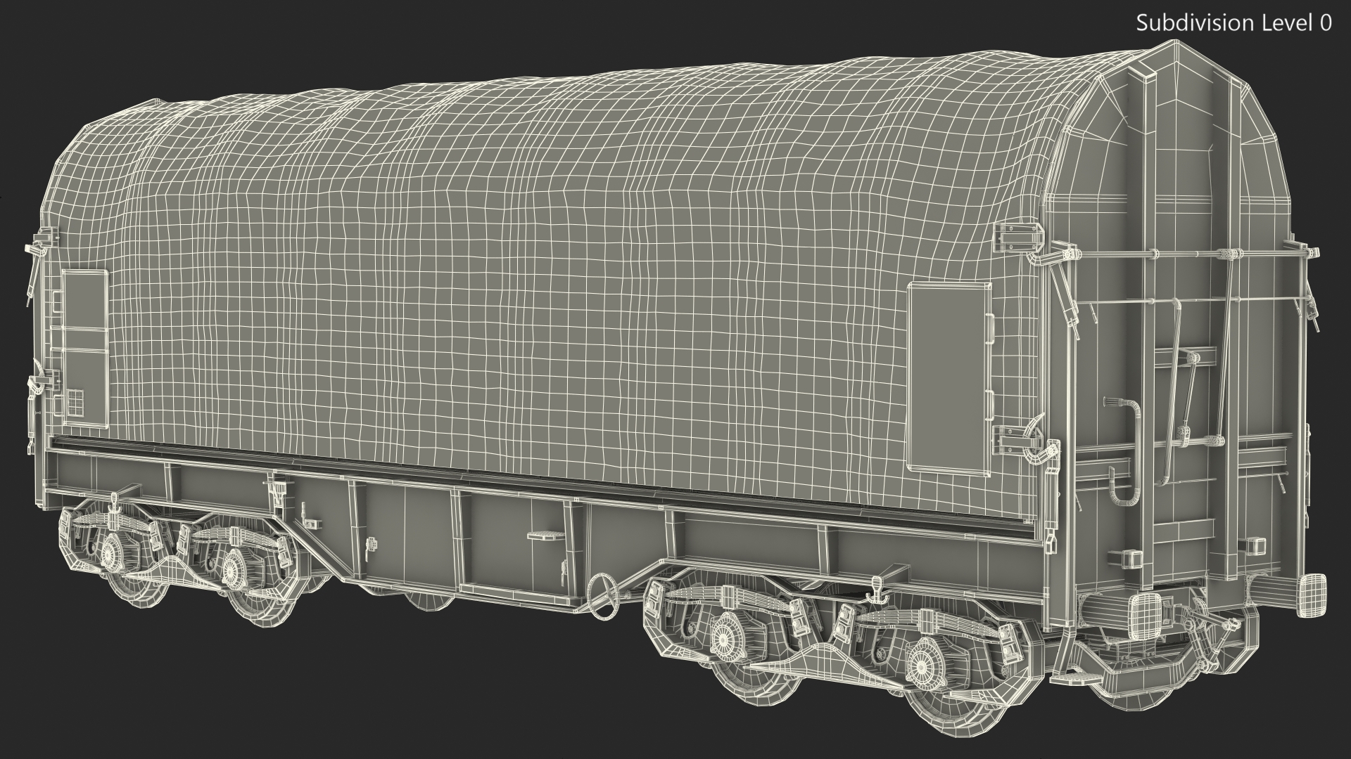 3D Tarpaulin Freight Wagon Closed Dirty