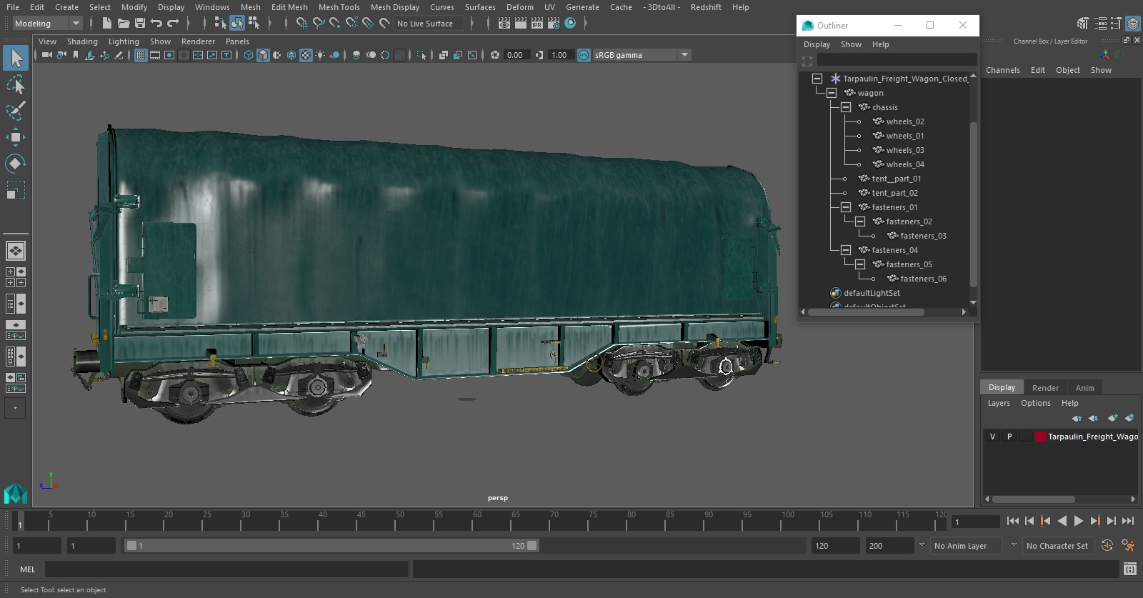 3D Tarpaulin Freight Wagon Closed Dirty