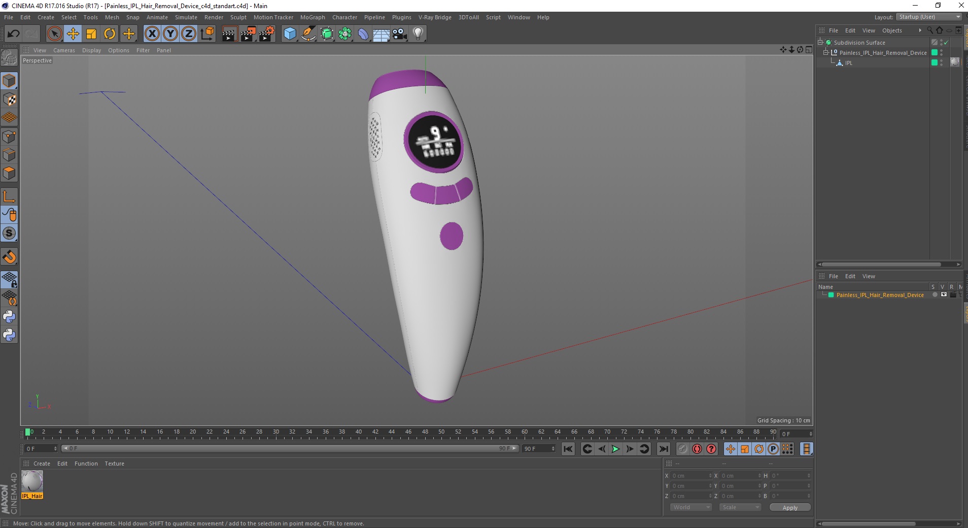 Painless IPL Hair Removal Device 3D