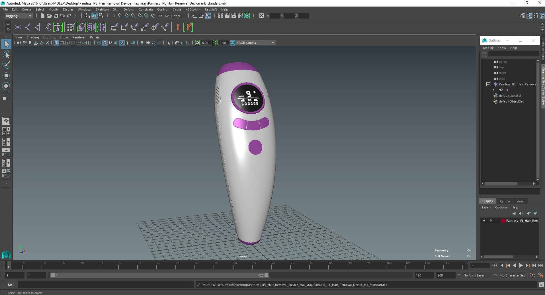 Painless IPL Hair Removal Device 3D